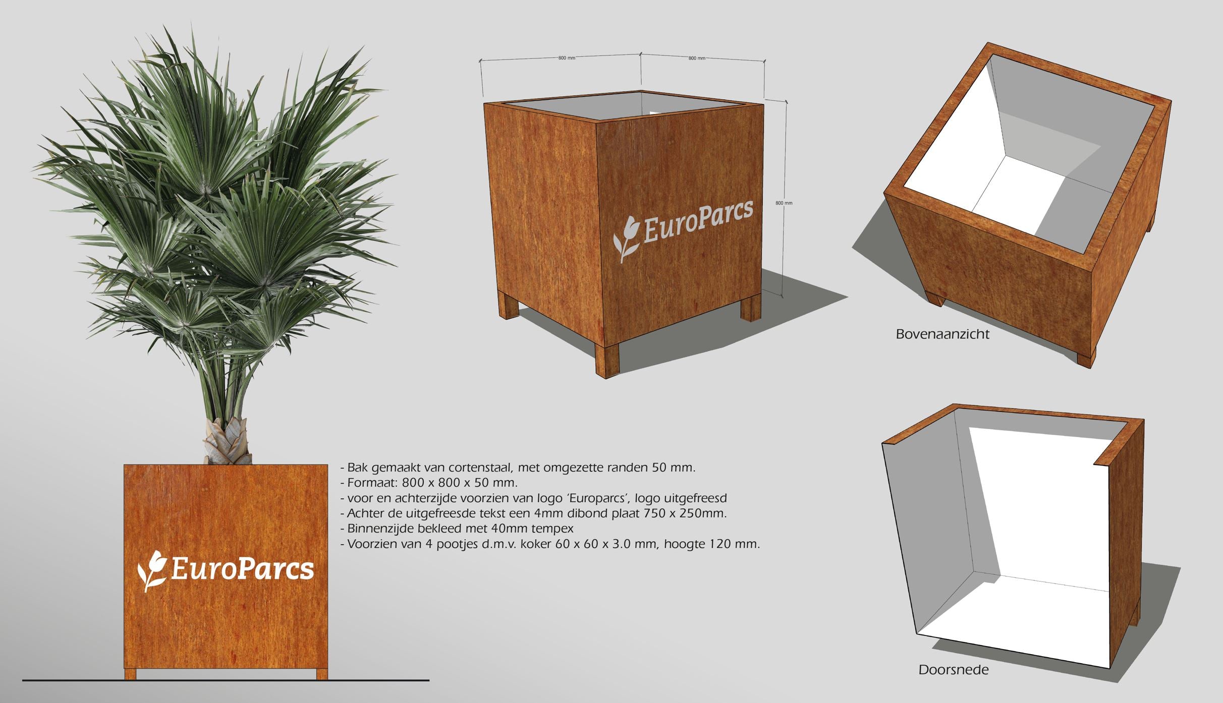 Cortenstalen bloembak EuroParcs