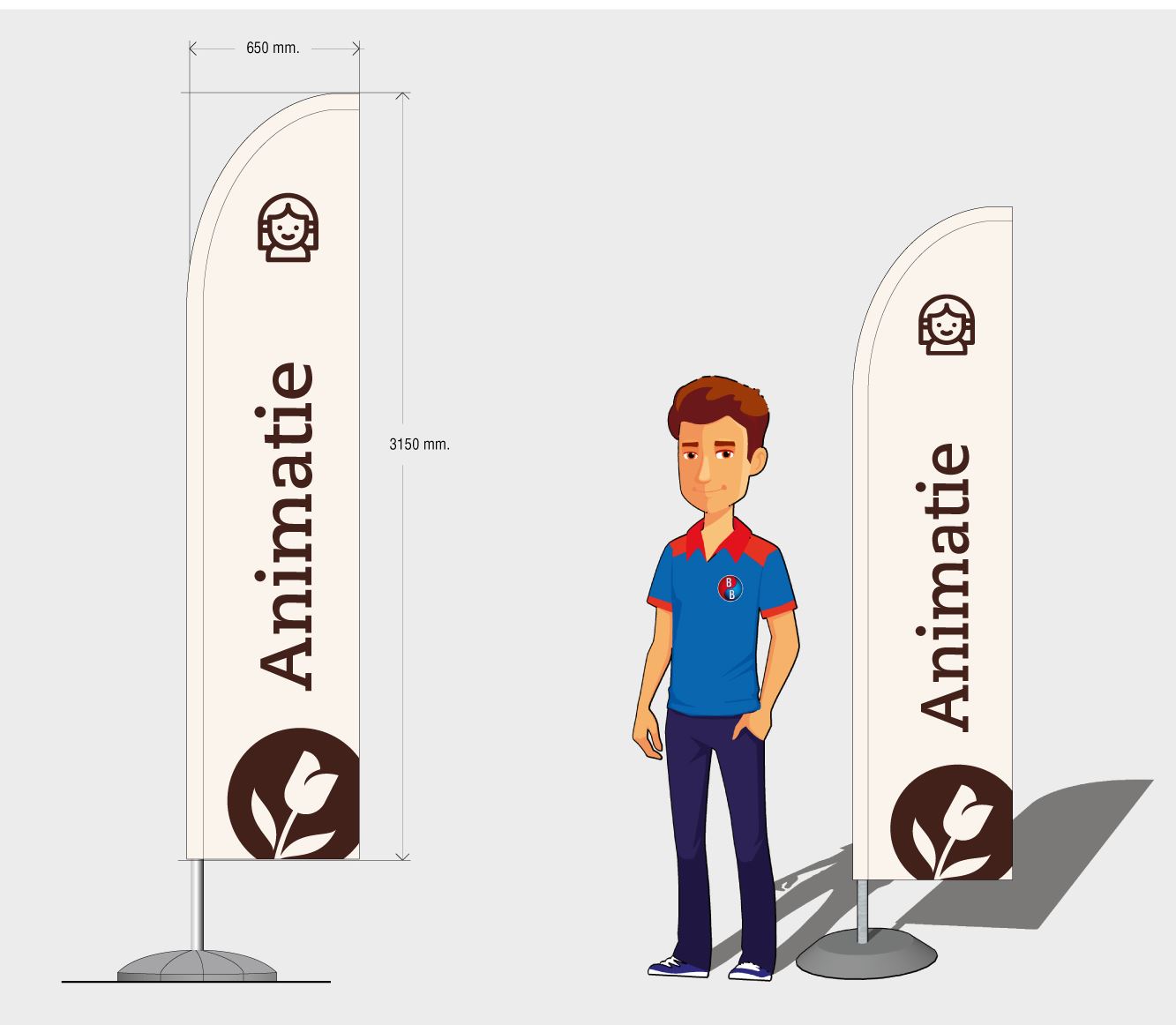 Beachflag set grondboor + rotator