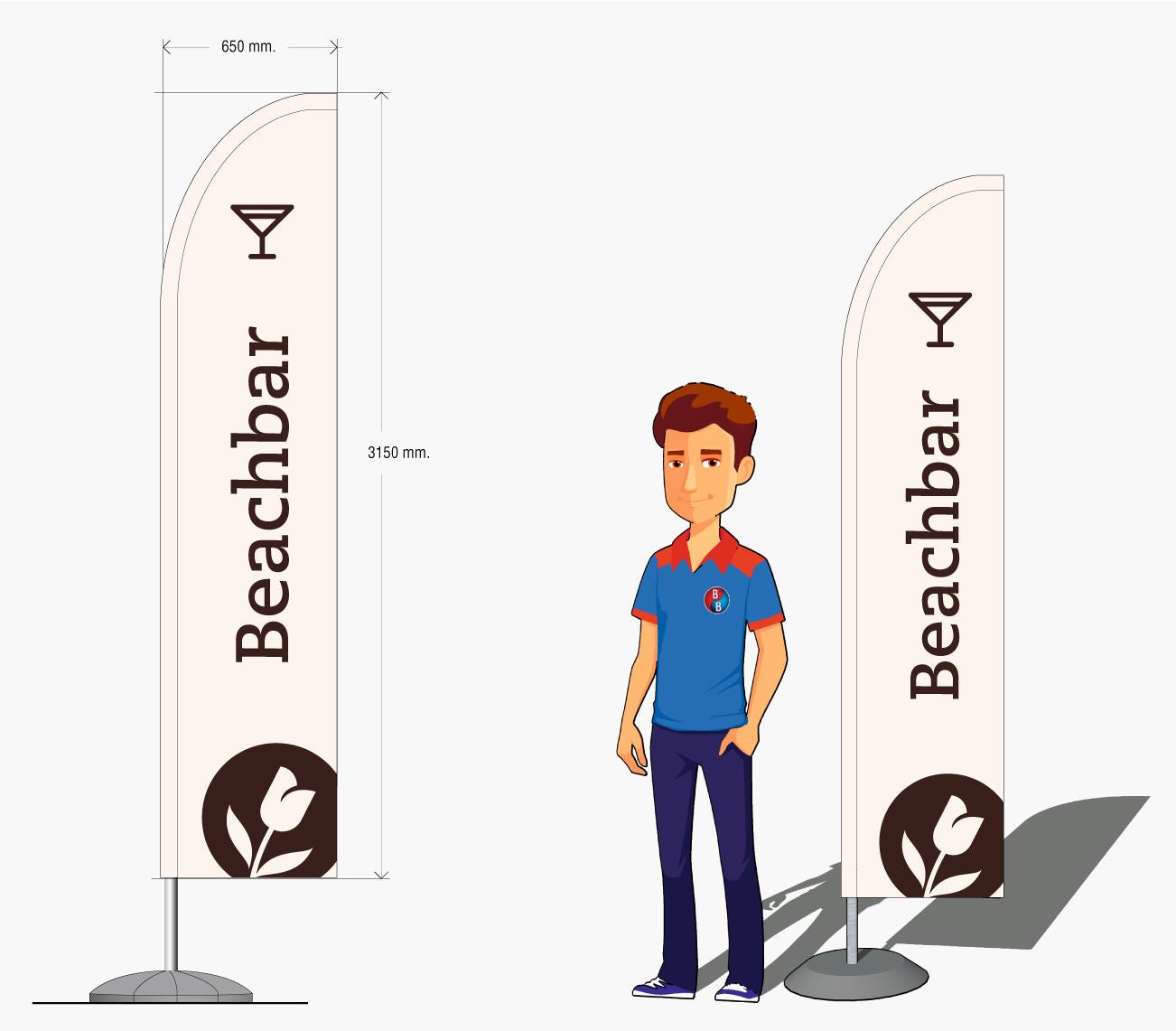 Beachflag set grondboor + rotator