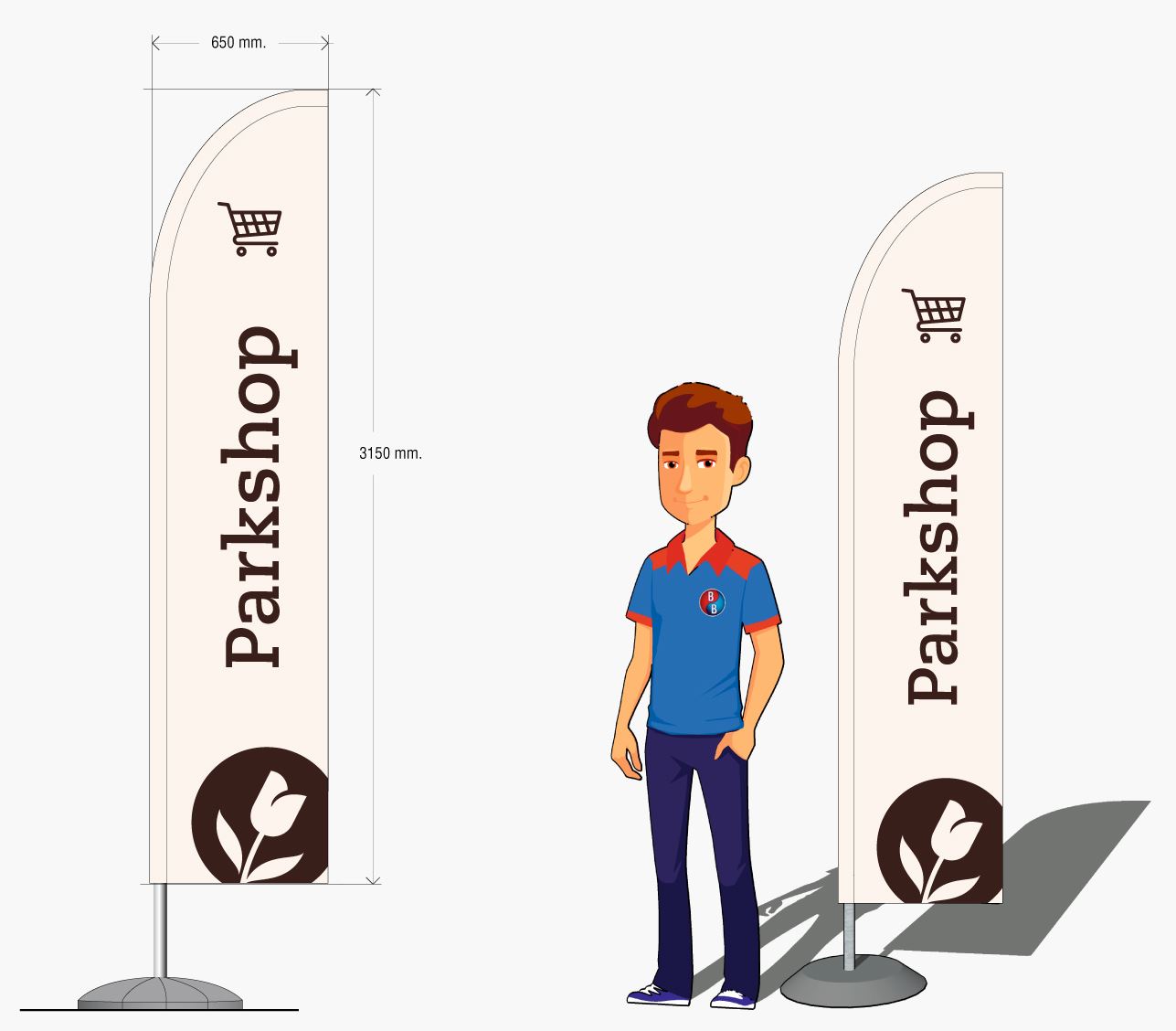 Beachflag set grondboor + rotator
