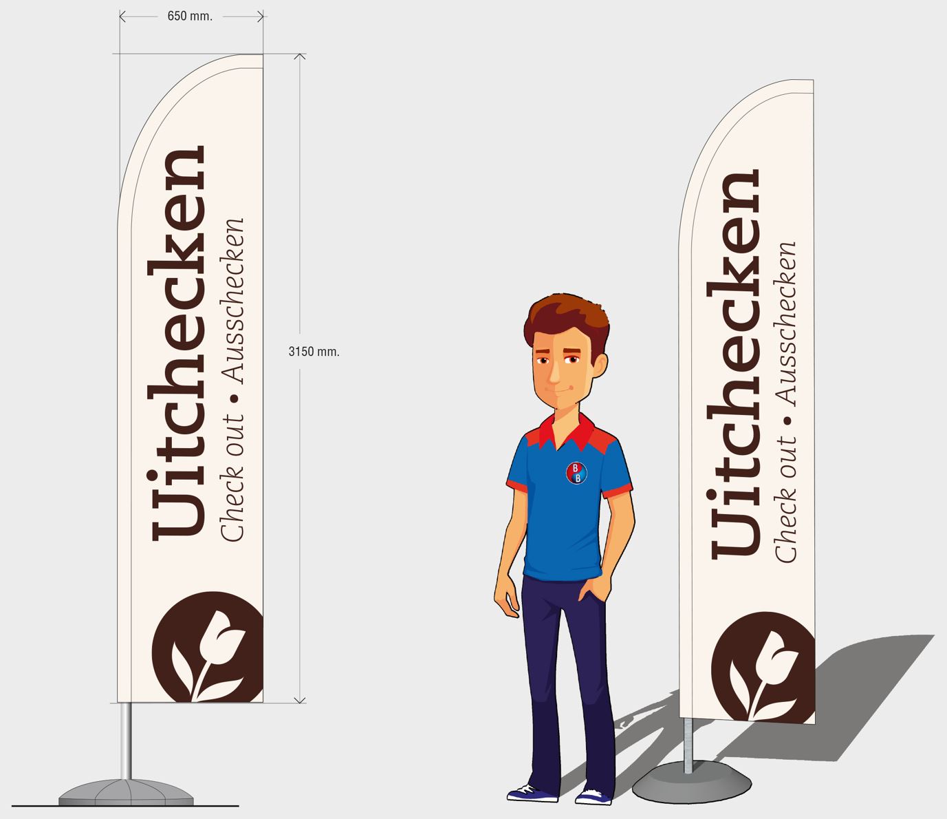 Beachflag set grondboor + rotator